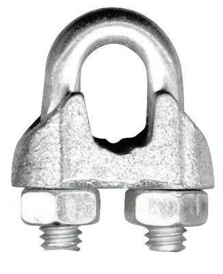 Malleable Wire Rope Clips, 1/8 in, Bright Zinc