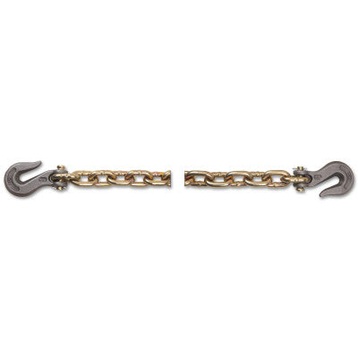 Grade 70 Transport Tiedown Chain Assemblies, 3/8 in, 6,600 lb Load, Yellow, 16ft