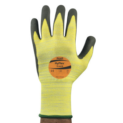 Hyflex Gloves with High Visibility, Yellow/Black, Size 10