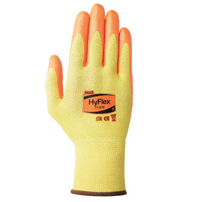 Hyflex Gloves, Nitrile Coated, Size 9, Orange