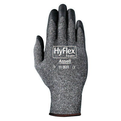 HyFlex Foam Gray Gloves, 7, Black/Gray