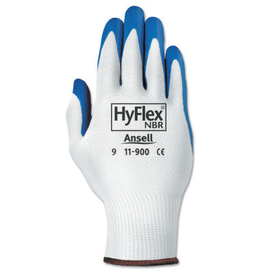 HyFlex NBR Gloves, 9, Blue/White