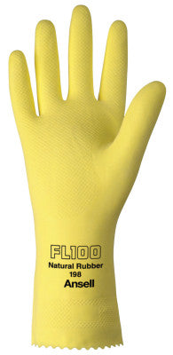 Unsupported Latex Gloves, 9, Natural Latex, Flock Lined, Yellow