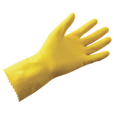 Flock-Lined Latex Gloves, 8, Yellow