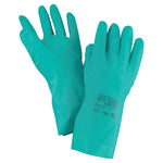 Solvex Nitrile Gloves, Gauntlet Cuff, Unlined, 11 mil, Size 10, Green