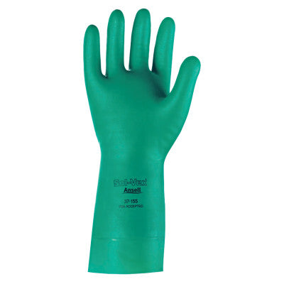 Solvex Nitrile Gloves, Gauntlet Cuff, Unlined, 15 mil, Size 10, Green