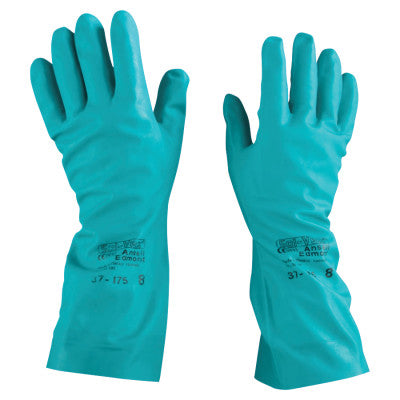 Solvex Nitrile Gloves, Gauntlet Cuff, Cotton Flock Lined, 15 mil, Size 8, Green