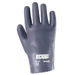 Edge Nitrile Gloves, Slip-On Cuff, Interlock Cotton, Size 9, Gray
