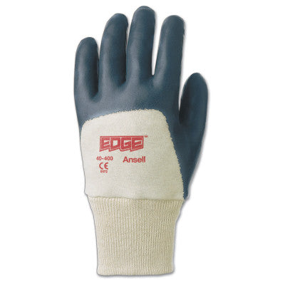 Edge Nitrile Gloves, Knit Wrist Cuff, Interlock Knit Lined, Size 9, Black