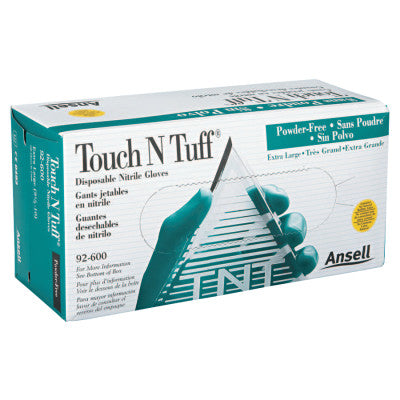 Touch N Tuff Disposable Gloves, Powder Free, Nitrile, 4 mil, 9.5 - 10, Green