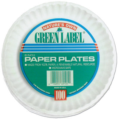 (BAG/100) 9" WHITE PAPER PLATES GRE
