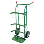 Dual-Cylinder Delivery Carts, Holds 9"-10" Cylinders, 10" Solid Rubber Wheel