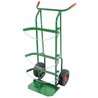 Dual-Cylinder Delivery Carts, Holds 9"-10" dia. Cylinders, 10" Pneumatic Wheels