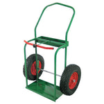 High-Rail Frame Dual-Cylinder Cart, For 9.5" Cylinders, 16" Pneumatic Wheels