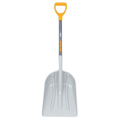 Poly Scoop with Hardwood Handle, 15.5in W Blade, 28in L Handle, Silver/Yellow