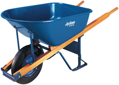 Jackson Steel Contractors Wheelbarrows, 6 cu ft, Flat-Free Smooth, B.B., Blue