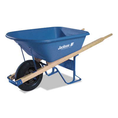 Jackson Poly Contractors Wheelbarrows, 5.75 cu ft, Flat-Free Smooth, B.B., Blue