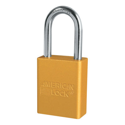 Solid Aluminum Padlocks, 1/4 in Diam., 1 1/2 in Long, Yellow