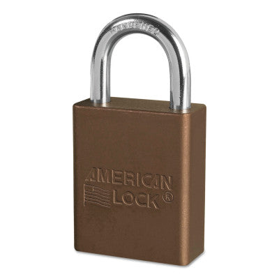 Solid Aluminum Padlocks, 1/4 in Diam., 1 in L X 3/4 in W, Brown