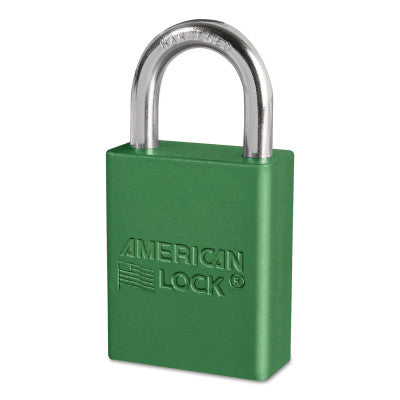 Solid Aluminum Padlocks, 1/4 in Diam., 1 in L X 3/4 in W, Green