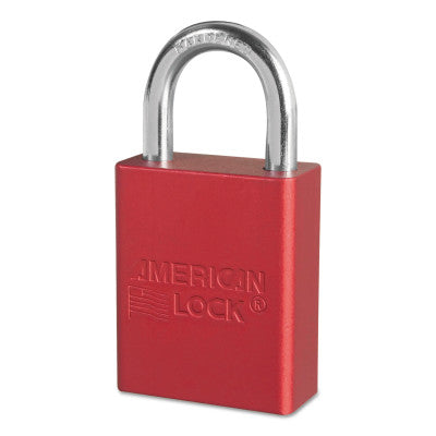 Solid Aluminum Padlocks, 1/4 in Diam., 1 in L X 3/4 in W, Red