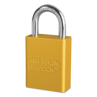 Solid Aluminum Padlocks, 1/4 in Diam., 1 in L X 3/4 in W, Yellow