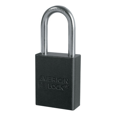 Solid Aluminum Padlocks, 1/4 in Diam., 1 1/2 in L X 3/4 in W, Black