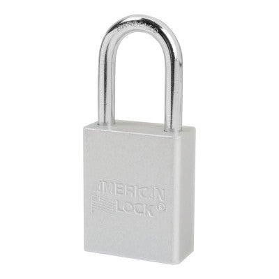 Anodized Aluminum Safety Padlocks, 1/4 in D, 1 1/2 in L x 25/32 in W, Silver