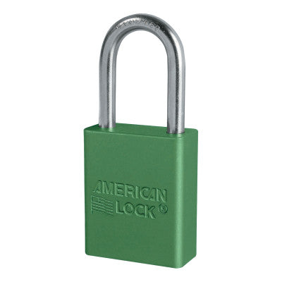 Solid Aluminum Padlocks, 1/4 in Diam., 1 1/2 in L X 3/4 in W, Green