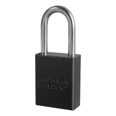 Anodized Aluminum Safety Padlocks, 1/4 in D, 1 1/2 in L x 3/4 in W, Black