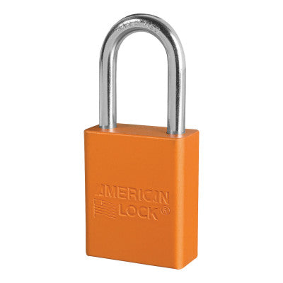 Anodized Aluminum Safety Padlocks, 1/4 in D, 1 1/2 in L x 3/4 in W, Orange