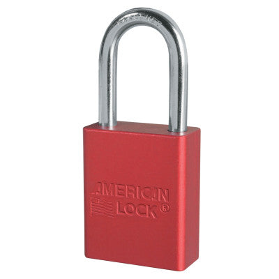 Solid Aluminum Padlocks, 1/4 in Diam., 1 1/2 in L x 3/4 in W, Red