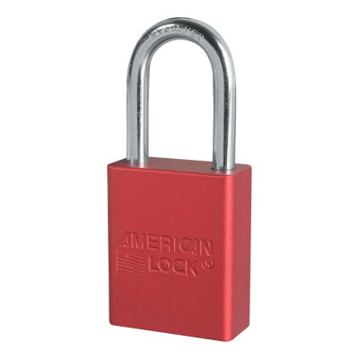 Solid Aluminum Padlocks, 1/4 in Diam., 1 1/2 in L X 3/4 in W, Red