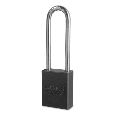 Solid Aluminum Padlocks, 1/4 in Diam., 3 in L X 3/4 in W, Black