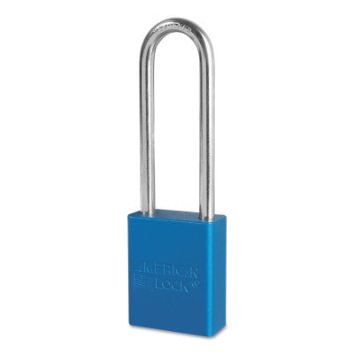 Solid Aluminum Padlocks, 1/4 in Diam., 3 in L X 3/4 in W, Blue