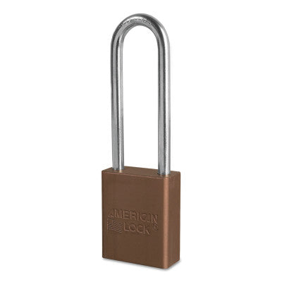 Solid Aluminum Padlocks, 1/4 in Diam., 3 in L X 3/4 in W, Brown