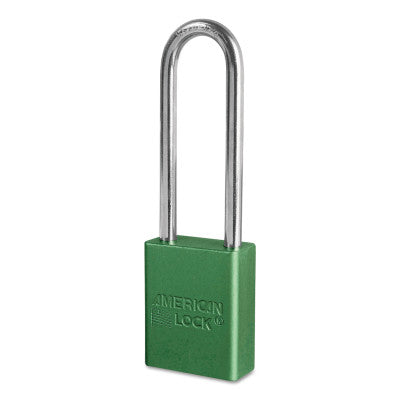 Solid Aluminum Padlocks, 1/4 in Diam., 3 in L X 3/4 in W, Green