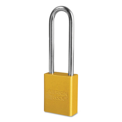 Solid Aluminum Padlocks, 1/4 in Diam., 3 in L X 3/4 in W, Yellow