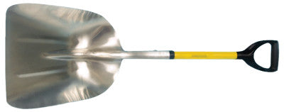 Scoop Shovels, 17 in X 14 in Square Point Blade, Fiberglass D-Handle