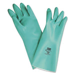 Nitriguard Plus Unsupported Nitrile Gloves, Straight, Flocked, 11, Green