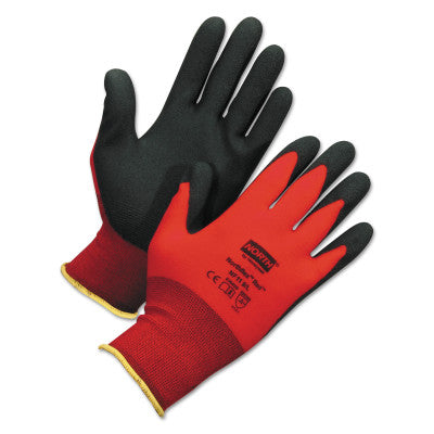 NorthFlex Red Foamed PVC Palm Coated Gloves, X-Large, Red