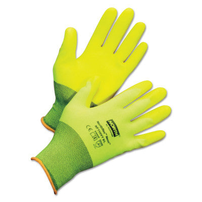 NorthFlex Neon Hi-Viz PVC Palm Coated Gloves, X-Large, Yellow