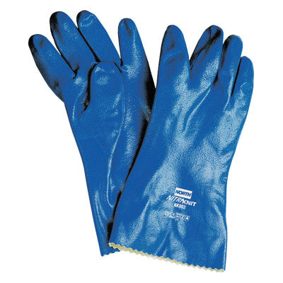 Nitri-Knit Supported Nitrile Gloves, Elastic, Interlock Lined, Size 10, Blue