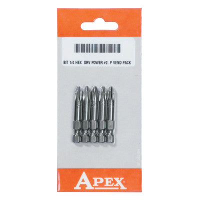 Phillips Bits, Hex Drive Type, 1 in, 7/16 in Turn