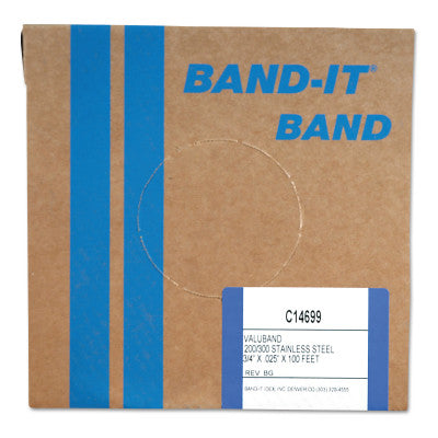 Valuband Bands, 3/4 in x 100 ft, 0.025 in Thick, Stainless Steel