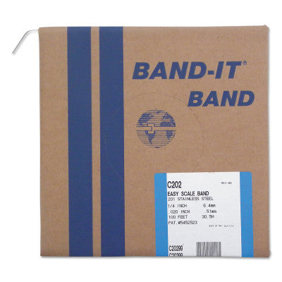 Stainless Steel Bands, 1/4 in x 100 ft, 0.02 in Thick, Stainless Steel