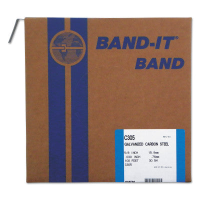 Bands, 5/8 in, 100 ft, 0.03 in, Galvanized Carbon Steel