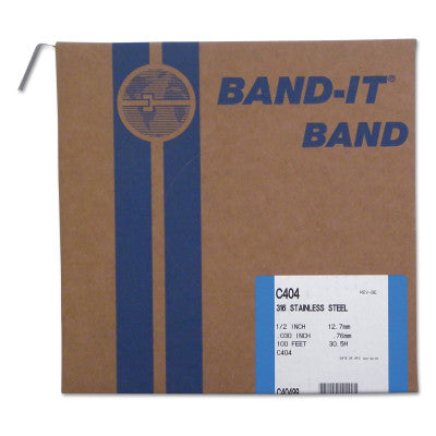 Type 316 Bands, 1/2 in x 100 ft, 0.03 in Thick, Stainless Steel