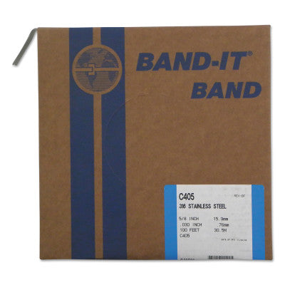 Type 316 Bands, 5/8 in x 100 ft, 0.03 in Thick, Stainless Steel