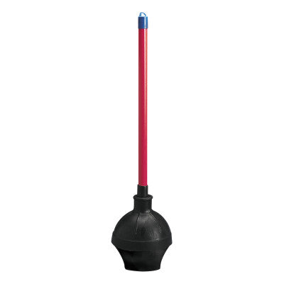 Toilet Plunger, 5 5/8 in Dia Bowl, 23 5/8 in, Red/Black